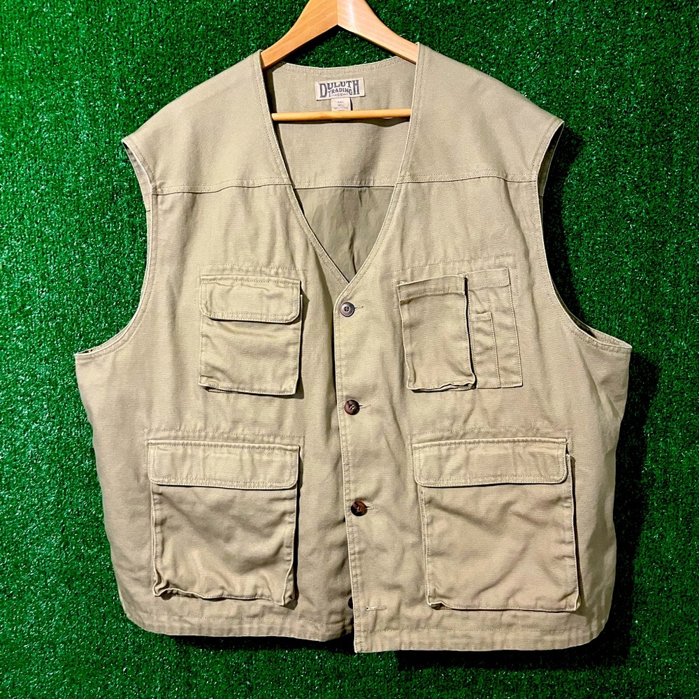 Duluth Trading Co. Canvas Utility Fishing Hunting Cargo Vest 3XL